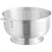 a silver colander with holes