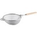 A Choice stainless steel strainer with a wooden handle.