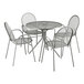 A Lancaster Table & Seating Harbor Gray outdoor table and chair set with modern legs.