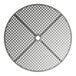 A Lancaster Table & Seating round metal table top with holes in it.