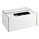 A white box of 100 black Lavex Hercules trash bags with a window.