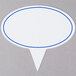 A white sign with a blue border and blue lines.