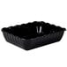 A black rectangular Cambro deli crock with wavy edges.