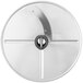 A circular metal object with a blade and a hole in the center.