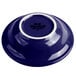 A close-up of a Tuxton cobalt blue bowl with a white rim.