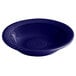 A white bowl with a blue rim.