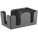 A Tablecraft black plastic bar caddy organizer with four compartments.