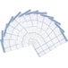 A close-up of a fan of white and blue Monarch Brands windowpane pattern kitchen towels.