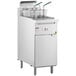 A Cooking Performance Group stainless steel floor gas fryer with two baskets.