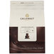 A bag of Callebaut dark chocolate callets with a logo.