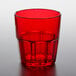 A red GET Bahama plastic tumbler on a table.