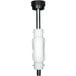 A white plastic and metal rod with a black plastic handle in a plastic package.