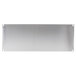 A silver rectangular metal shelf with holes.