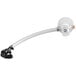 A white tap valve with a black hose.