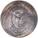 A close-up of an Elite Global Solutions Denali Knotwood melamine plate with a tree stump design.