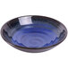 a blue bowl with a black rim