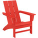 A red POLYWOOD Adirondack chair with armrests.