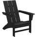 A black POLYWOOD modern Adirondack chair with armrests.
