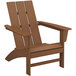 A brown POLYWOOD modern Adirondack chair with armrests.