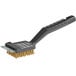 A black Quickie grill brush with a gold bristle pad and handle.