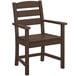 A brown POLYWOOD Lakeside dining arm chair with a seat and back.