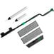 An Unger Excella floor cleaning kit with black and green tools and a black rectangular object with a black handle.