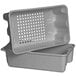 A gray fiberglass nest and stack perforated box with a white background.