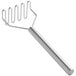 A Tablecraft stainless steel potato masher with a long silver handle and square face.