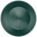 A green polyethylene round basket with a circular pattern.