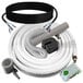 A white tube and several wires and cables.