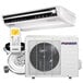 A white Pioneer ductless mini split AC / heat pump machine with a remote control