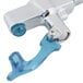 A chrome Equip by T&amp;S wall mounted glass filler with a blue handle.