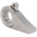 A metal pipe clamp with a hole in it.