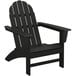 A black POLYWOOD adirondack chair with armrests.