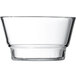 A clear glass bowl with a clear rim.