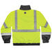 A lime green Ergodyne hi-vis jacket with grey reflective stripes.