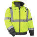 A lime yellow Ergodyne Type R Class 3 hi-vis jacket with grey reflective stripes.