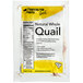 A package of Manchester Farms fresh whole quail with a yellow and black label.
