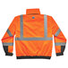 An orange Ergodyne safety jacket with reflective stripes.