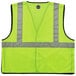 A lime yellow mesh vest with silver reflective stripes.