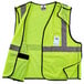 A lime yellow Ergodyne high visibility mesh vest with reflective tape and an ID pocket.