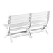 A white Grosfillex Westport faux wood bench with two seats.