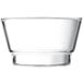 An Arcoroc clear glass bowl with a clear rim.