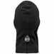 An Ergodyne black fleece balaclava face mask with a logo.