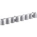 A row of silver ServIt heat lamp bulbs with holes in the metal.