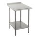 An Advance Tabco stainless steel work table with undershelf.