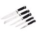 A group of Mercer Culinary Genesis knives with black handles.