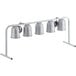 A silver metal ServIt pass through heat lamp with five bulbs.