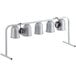 A white metal ServIt pass through heat lamp with five silver heat bulbs.