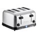 A silver Waring commercial toaster with four black slots.